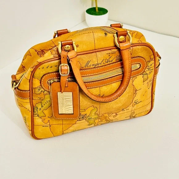 Alviero Martini Brown Map Print purse